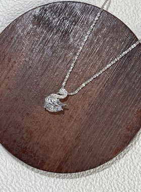 s925纯银首饰爆闪耀镶锆石白天鹅吊坠项链时尚百搭波光粼粼菜花链