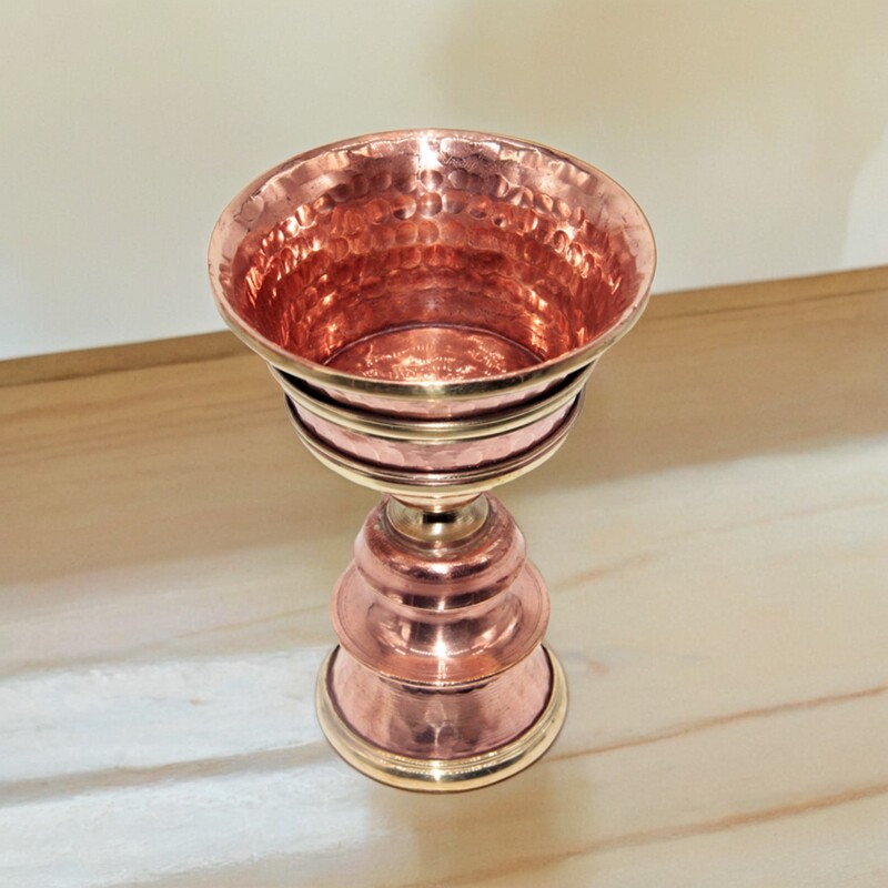 藏密坊 尼泊尔手工制紫铜灯杯酥油灯座佛堂桌面摆件供品佛具用品