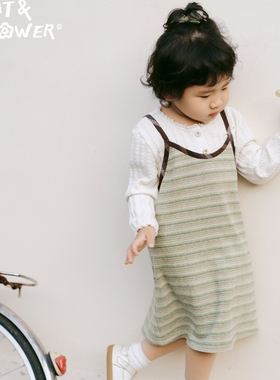 Cat&Flower童装亲肤全棉儿童连衣裙夏季薄款吊带裙女童中简约长裙