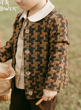 Cat&Flower儿童秋冬男孩英伦风外套纯棉内搭保暖加厚设计防风童装