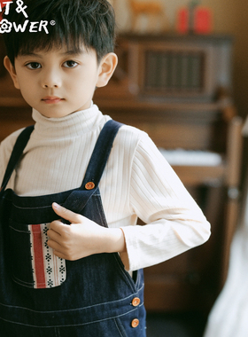 Cat&Flower童装儿童秋季保暖舒适防寒白色柔软亲肤高领男女打底衫