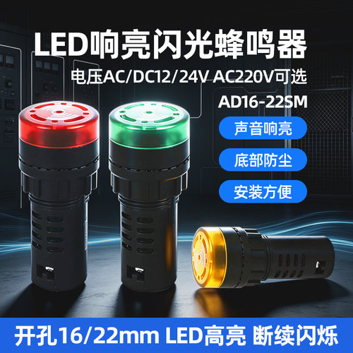 220V闪光直流12-24MM蜂鸣器
