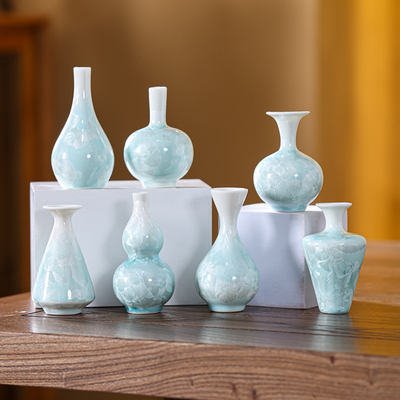 景德镇陶瓷小花瓶结晶釉客厅桌面插花玄关博古架装饰精致葫芦摆件