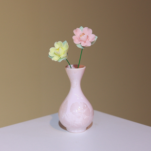 粉色小花瓶结晶冰晶瓷小净瓶搭配陶瓷花陶瓷花瓶女家居装造型摆件