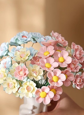 景德镇陶瓷玫瑰花枝仿真花永生花束插花瓶手工摆件装饰节日礼品