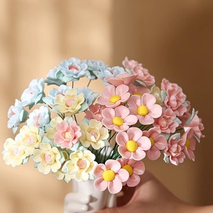 景德镇陶瓷玫瑰花枝仿真花永生花束插花瓶手工摆件装饰节日礼品