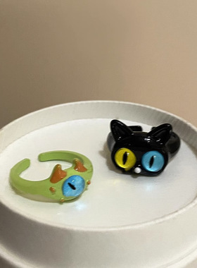万圣节戒指搞怪小猫咪怪兽戒指