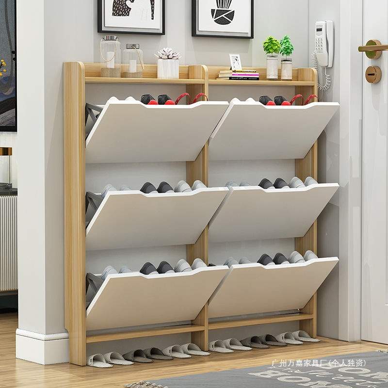 新款超薄翻斗鞋柜10厘米13厘米入户门超窄鞋柜落地门后玄关收纳柜