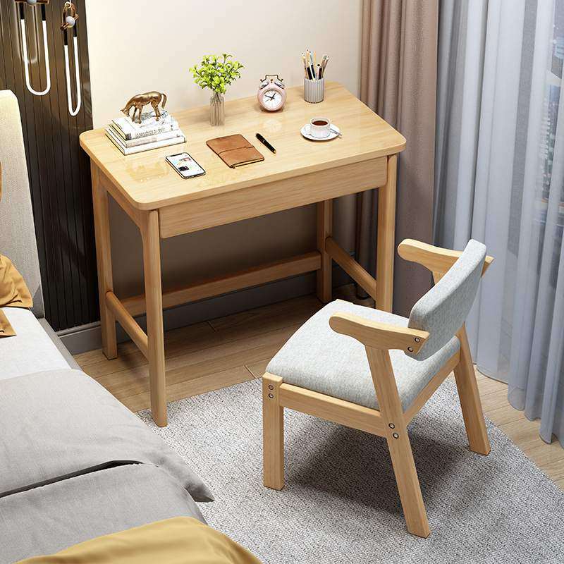 实木书桌书架组合70单人电脑台式桌家用简约高中学生小户型80桌子