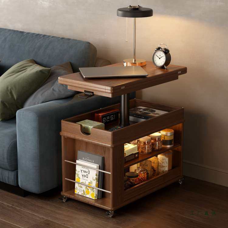 实木折叠茶几可升降小户型客厅家用沙发边柜可移动小推车边几,住宅家具,移动边几/推车,淘宝优惠券,粉丝福利购,淘宝优惠卷