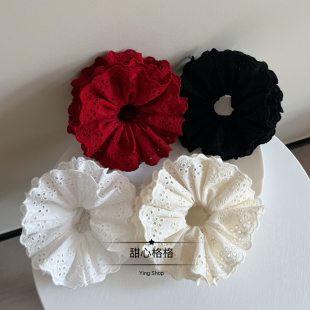 高级定制 头花发饰 韩国芭蕾大肠发圈超大号蕾丝花边丸子头绳法式