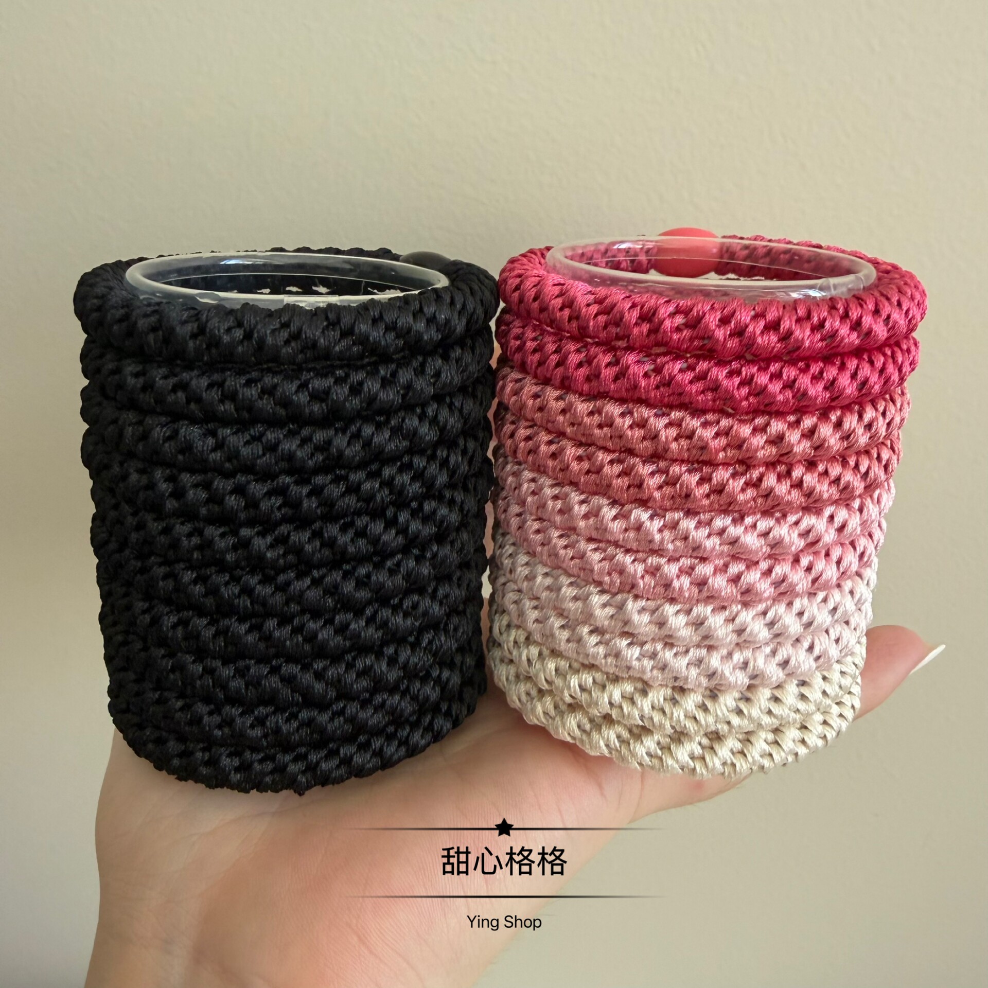欧美罐装编织高弹力发圈