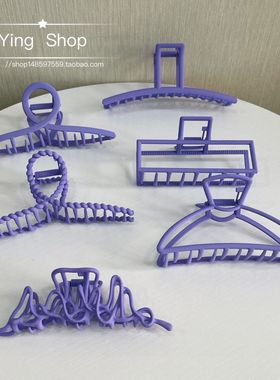 长春花篮~紫色金属磨砂几何简约气质抓夹后脑勺发抓盘发鲨鱼夹