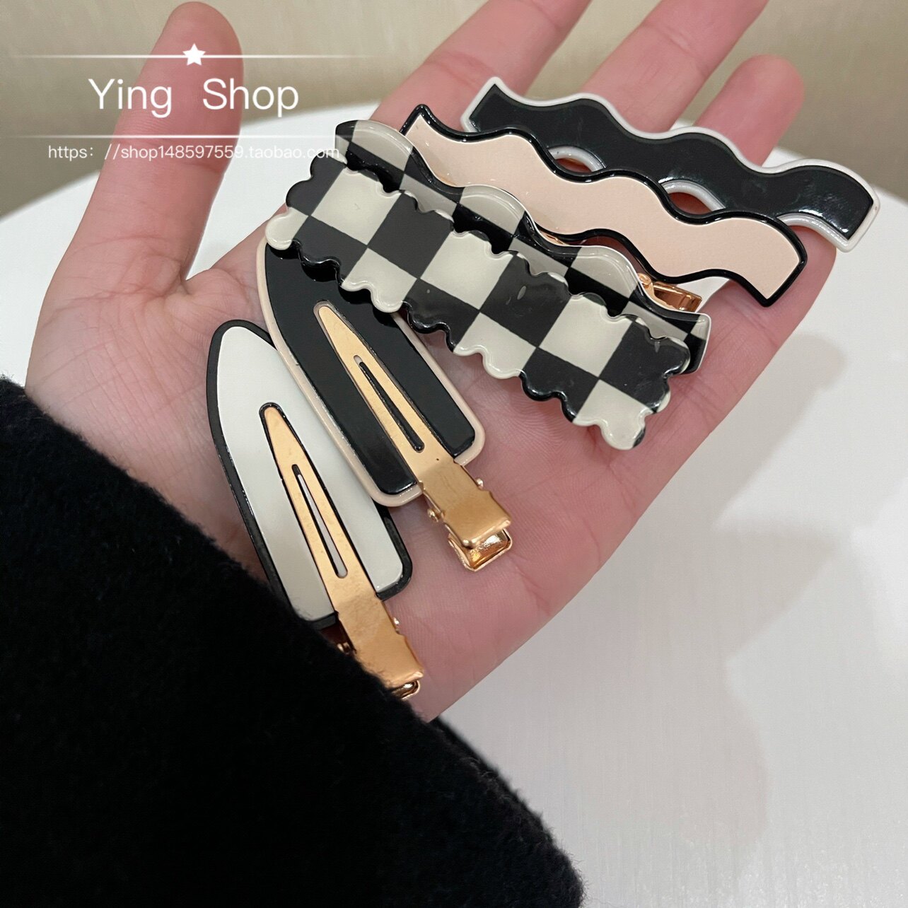 棋盘格发夹侧边无痕发卡女刘海卡子一字夹鸭嘴夹儿童网红夹子头饰