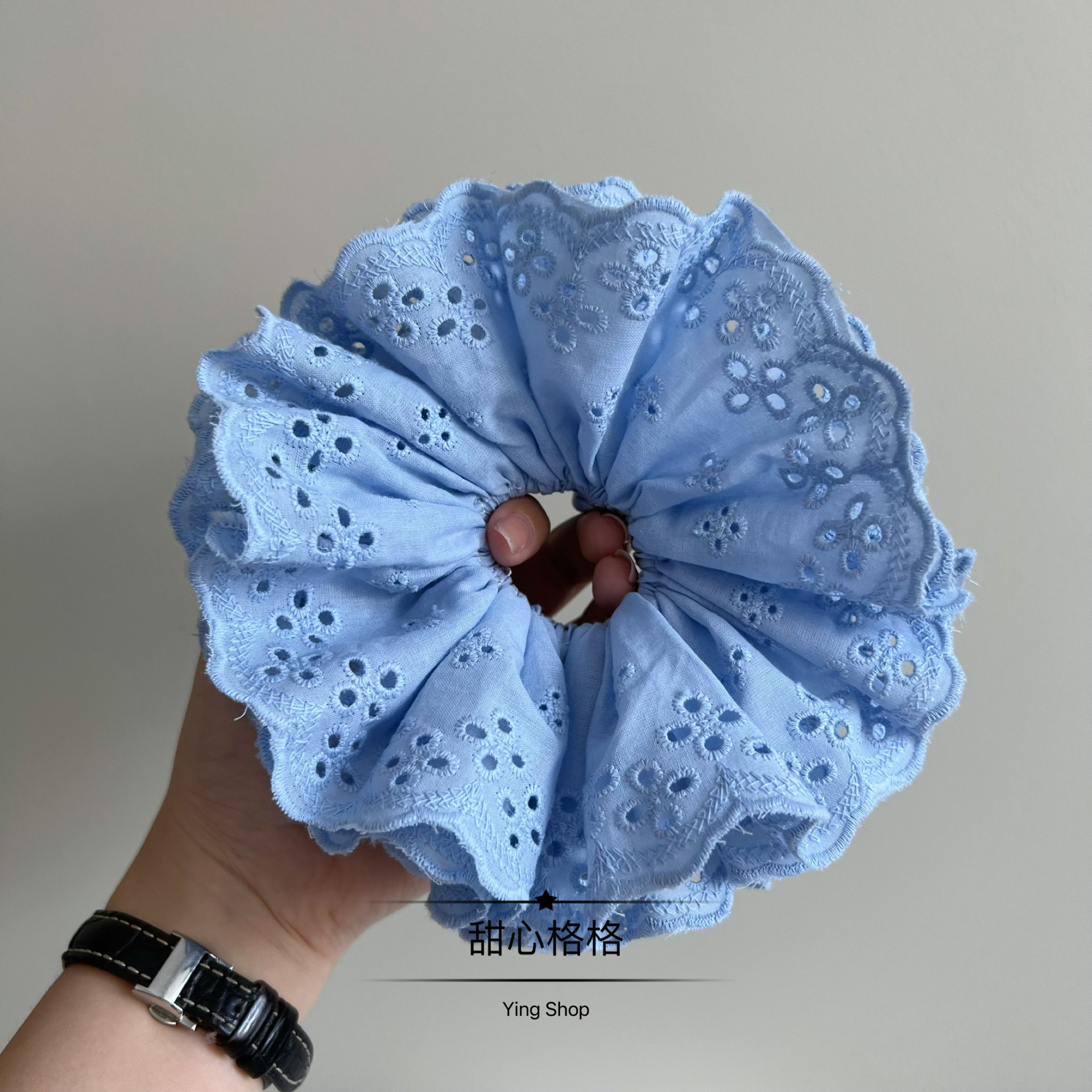 高级定制~芭蕾风蕾丝花边大肠发圈大号丸子头绳法式马尾头花发饰