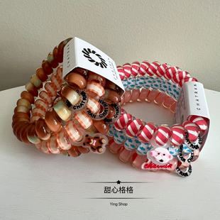 可爱限定 高级感电话线发圈无痕5倍高弹力耐用加粗发绳高马尾头绳