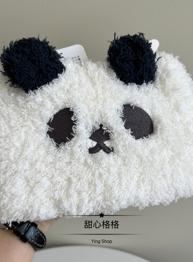 Ying.日本  可爱熊猫洗脸发带动物宽边束发带 可做月子发带头巾