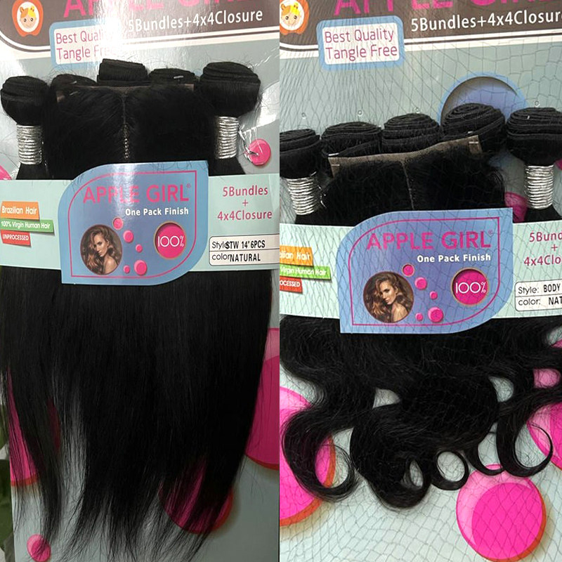 brazilian body closure stright human hair extension真人发帘