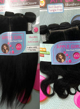 brazilian body closure stright human hair extension真人发帘