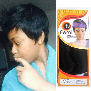 wave human 欧美女短发斜刘海假发真人发发帘接发femi hair