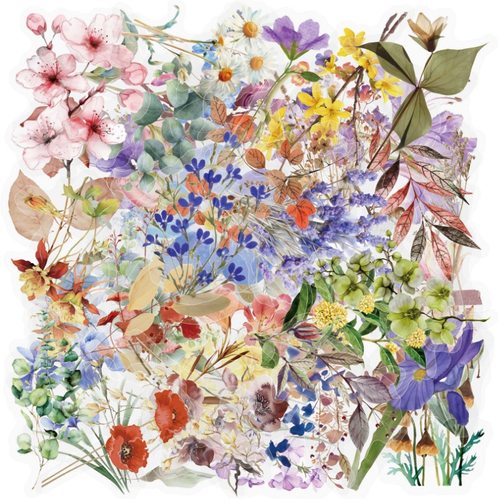 水墨花卉植物仿真干花野花贴纸