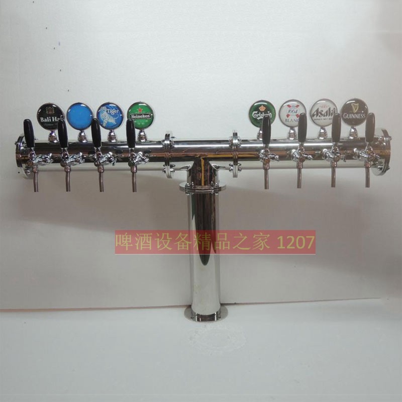 304不锈钢T型8头酒柱带led灯鱼眼标精酿啤酒机吧台啤酒塔