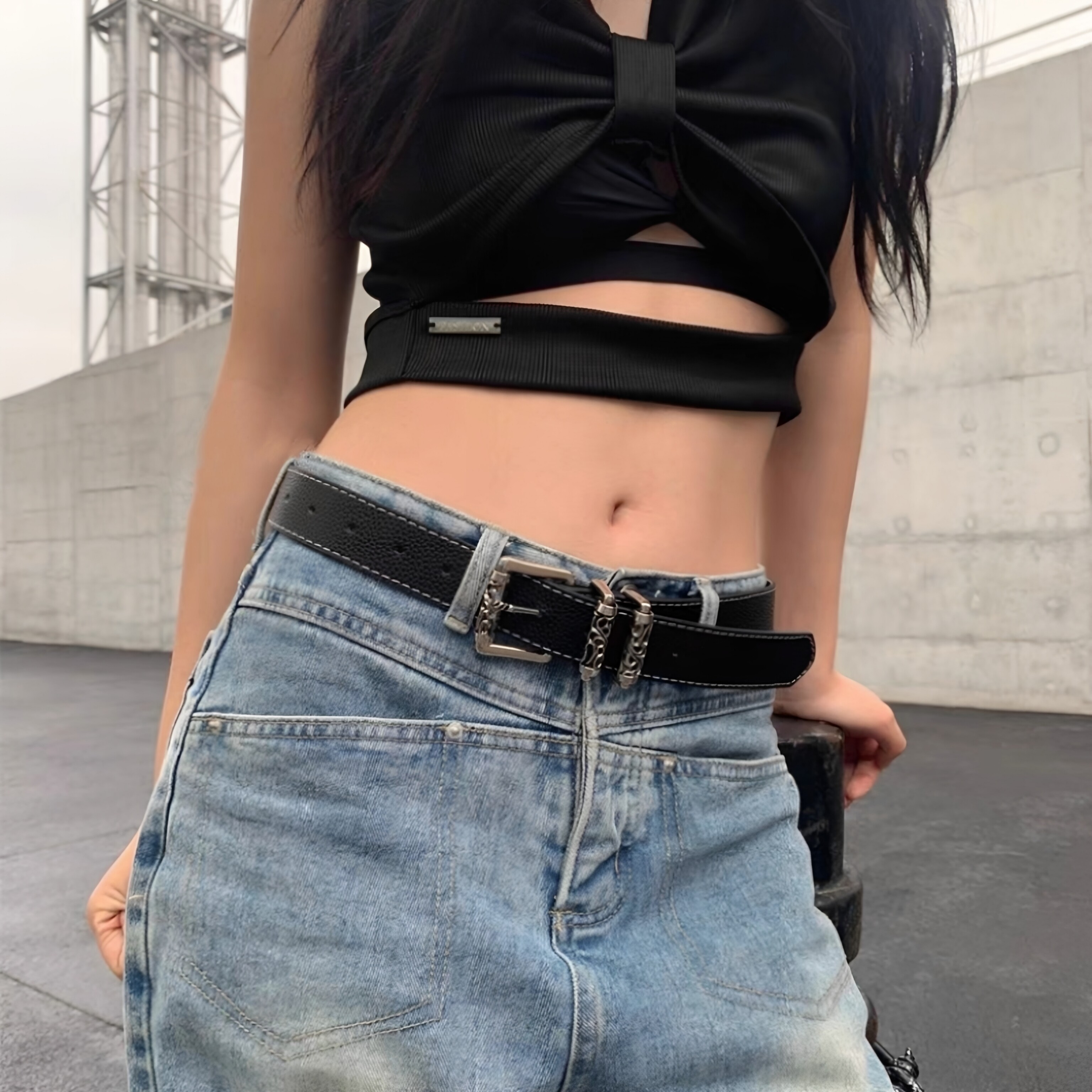 腰带丹宁风复古皮带中性ins腰带休闲纯欲辣妹风女款