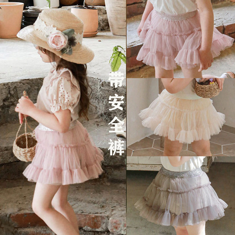 女童夏季软网纱防走光裙裤