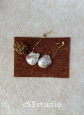 c57studio耳线款仙女粉耳环天然珍珠巴洛克