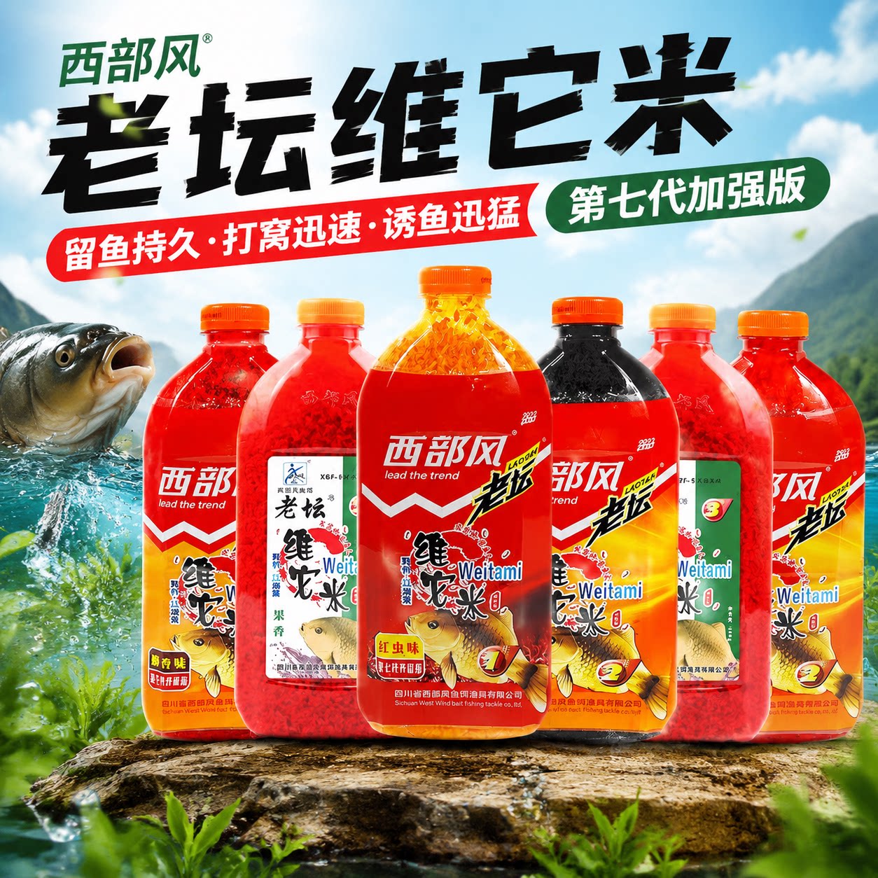 西部风老坛维它米野钓鲫鱼酒米窝料红虫麝香果香味维他米中药鱼饵