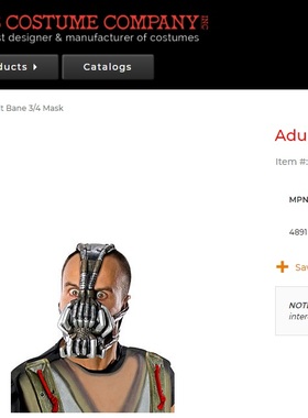 成人 蝙蝠侠反派贝恩软胶面具 Bane