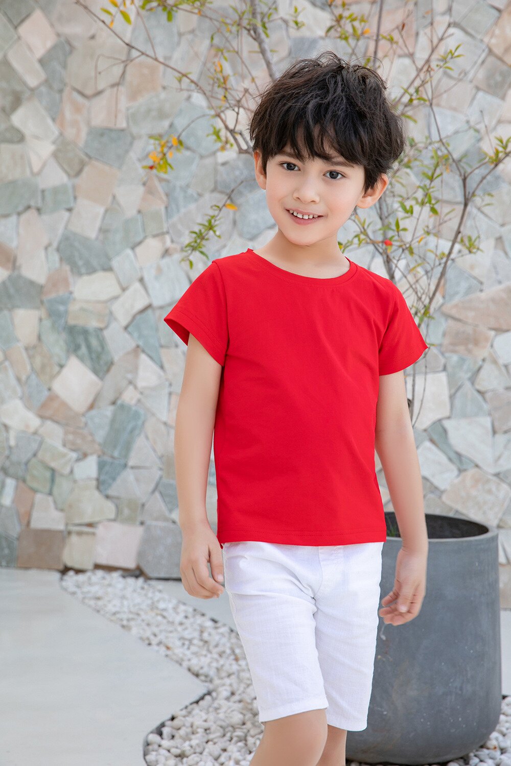 定制纯棉儿童t恤短袖纯色圆领幼儿园小学生班服文化衫手绘diy印字