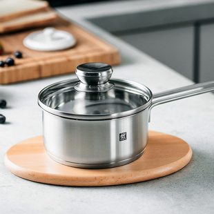 德国双立人小奶锅16cm家用304不锈钢锅具小炖锅燃气灶电磁炉通用