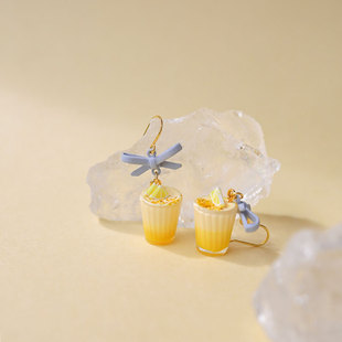 桂香鸡尾酒原创手作夏日耳环可爱少女心甜美清新小众耳饰 柠檬雪
