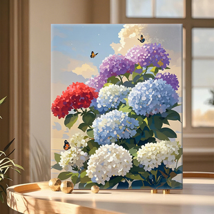 绣球花 数字油画DIY填充花卉装饰画2025年新款客厅卧室填色挂画