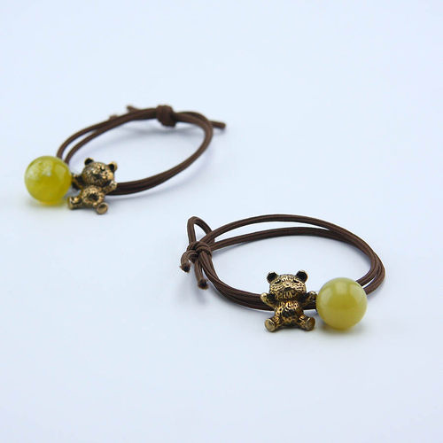 原创设计天然玉石岫玉发绳两用星星皮筋弹力发圈发绳头绳日系发饰