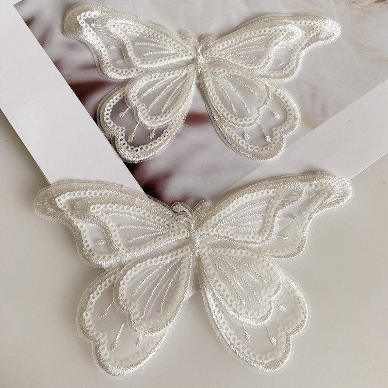 纯色本白电脑刺绣大蝴蝶布贴DIY手工装饰礼服贴花舞台演出配饰,居家布艺,珠子/钻饰/花朵等配饰,淘宝优惠券,粉丝福利购,淘宝优惠卷