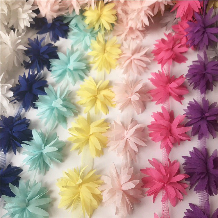 新品推荐雪纺立体花朵辅料diy手工缝纫衣服裙帽配饰花边一件包邮