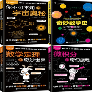 科学新悦读文丛4册 你*知的宇宙奥秘+奇妙数学史 从代数到微积分+数学定理的奇妙世界+微积分的奇幻旅程 自然科普书