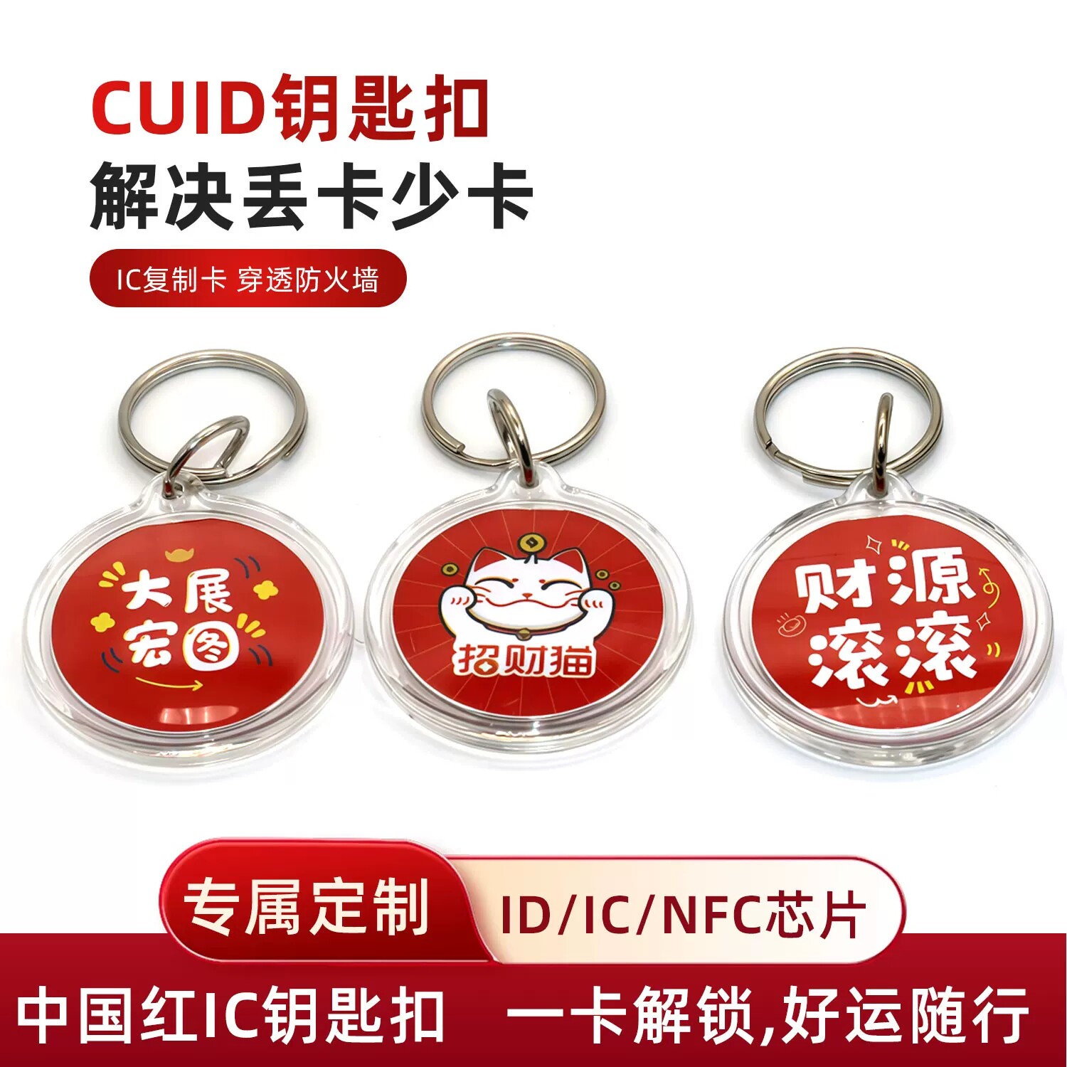 CUID卡通复制卡nfc钥匙扣IC门禁电梯卡定制图案小区物业感应空卡图片