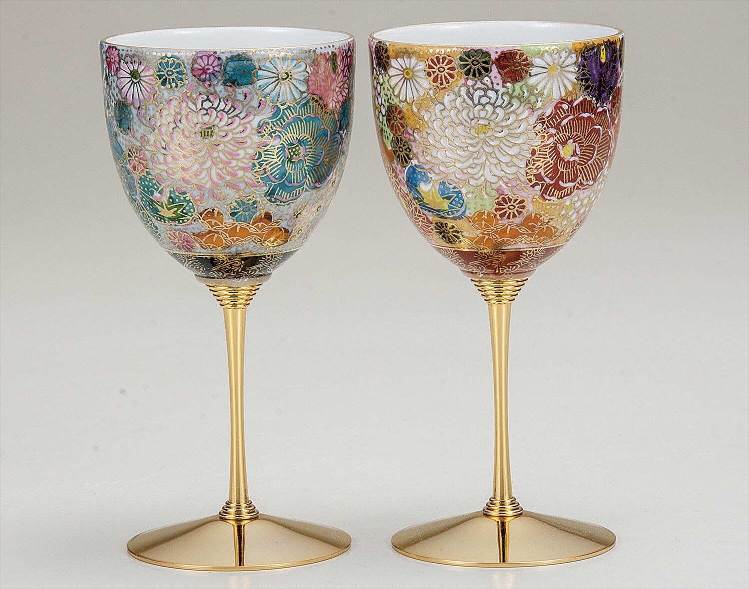 日本代购 伊野正峰九谷焼花詰 葡萄酒杯对杯 礼物日本瓷器精品