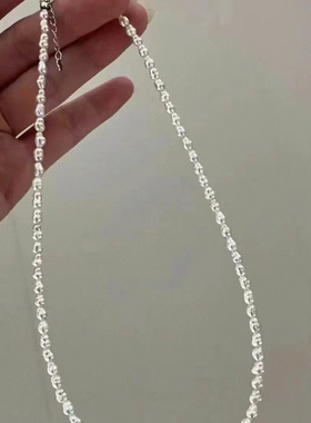 天然淡水keshi珍珠3-4mm炫彩巴洛克珍珠 白亮光纯银尾链扣可调节