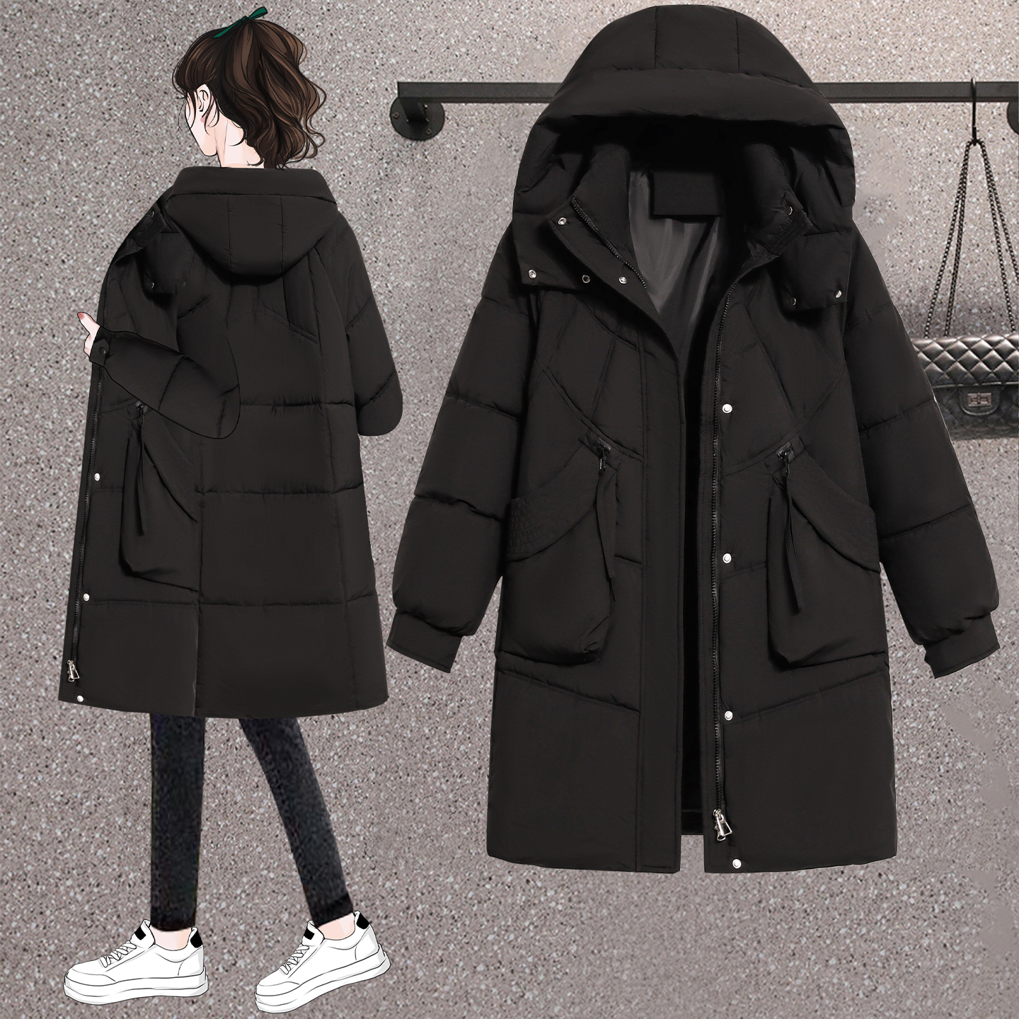 胖MM大码棉服2025年冬装新款宽松显瘦加绒帅气派克棉衣女200斤潮