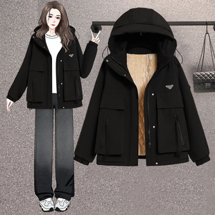 宽松显瘦帅气加绒减龄夹克简约棉衣女 新款 胖MM大码 棉服2025年冬装