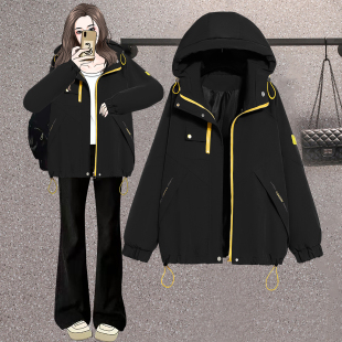 帅气宽松减龄港风显瘦夹克风衣外套潮 2026年春秋新款 胖MM大码 女装
