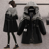 2023年新款 胖MM大码 春秋装 千鸟格宽松显瘦减龄风衣外套女200斤潮