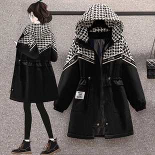 千鸟格宽松显瘦减龄风衣外套女200斤潮 2023年新款 胖MM大码 春秋装
