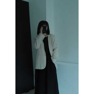 【原创麻料西装外套】秋韩系正肩不松垮休闲西装外套麻感质感外套