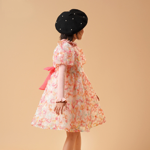 半芭女童连衣裙2026秋冬装 加厚超仙小女孩毛衣公主纱裙两件套 新款