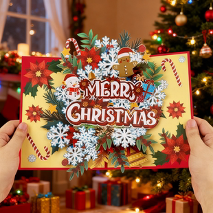 圣诞节高颜值优质卡片3D立体贺卡欧美氛围感祝福留言ins公司定制